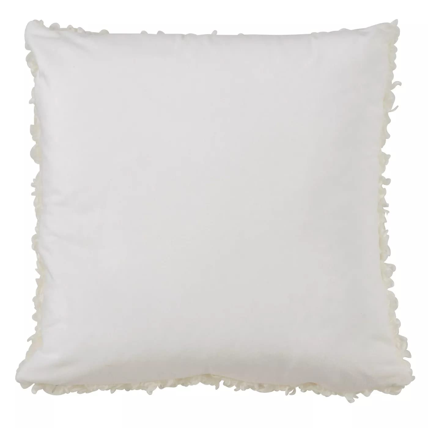 Fennco Styles Cozy Faux Lamb Fur Decorative Throw Pillow 18" W x 18" L – Ivory Cushion for Couch, Bedroom, Living Room and Office Décor
