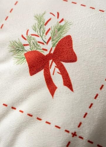 Fennco Styles Christmas Design Velvet Filled Throw Pillow 18" W x 18" L - White Festive Cushion for Home, Winter Holidays Décor, and Special Occasions