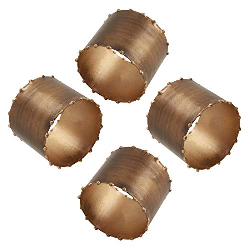 Fennco Styles Modern Dot Rim Iron Napkin Rings, Set of 4 - Metal Decorative Napkin Holders for Home, Dining Room, Banquet, Family Gathering, Holiday and Special Occasion