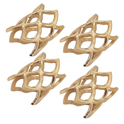 Fennco Styles Elegant Scallop Coral Metal Napkin Rings, Set of 4 - Silver Aluminum Napkin Holders for Dining Table, Home, Banquets, Holidays, Family Gatherings and Special Events