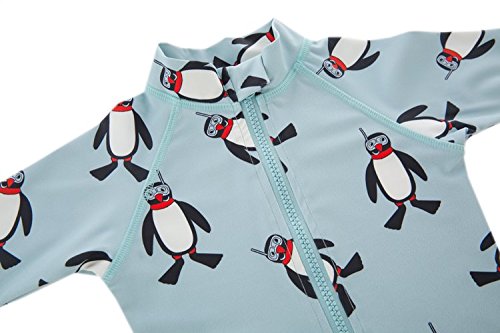stylesilove Little Boys Cute Penguin One-Piece Rash Guard with Sun Hat 2 pcs Green Swimsuit Beach Swimwear