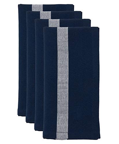 Fennco Styles Banded Design Cotton Cloth Napkins 20" W x 20" L, Set of 4 - Striped Dinner Napkins for Home Décor, Dining Table, Banquet, Family Gathering, Everyday Use, and Special Occasion