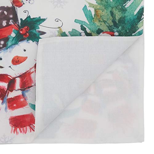 Fennco Styles Happy Snowman and Birds Christmas Table Runner 16" W x 70" L - Multicolored Festive Table Cover for Home Décor, Dining Table, Banquet, Family Gathering, Holiday and Special Occasion