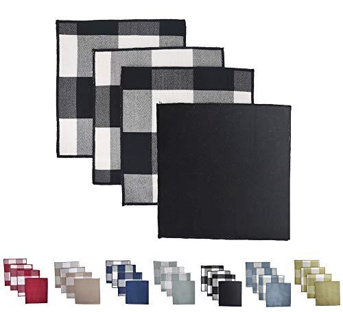 Fennco Styles Buffalo Check Double Layers Reversible Coasters 6"W x 6"L, Set of 4 - Handmade in USA - Plaid Cocktail Napkins for Everyday Use and Special Occasion