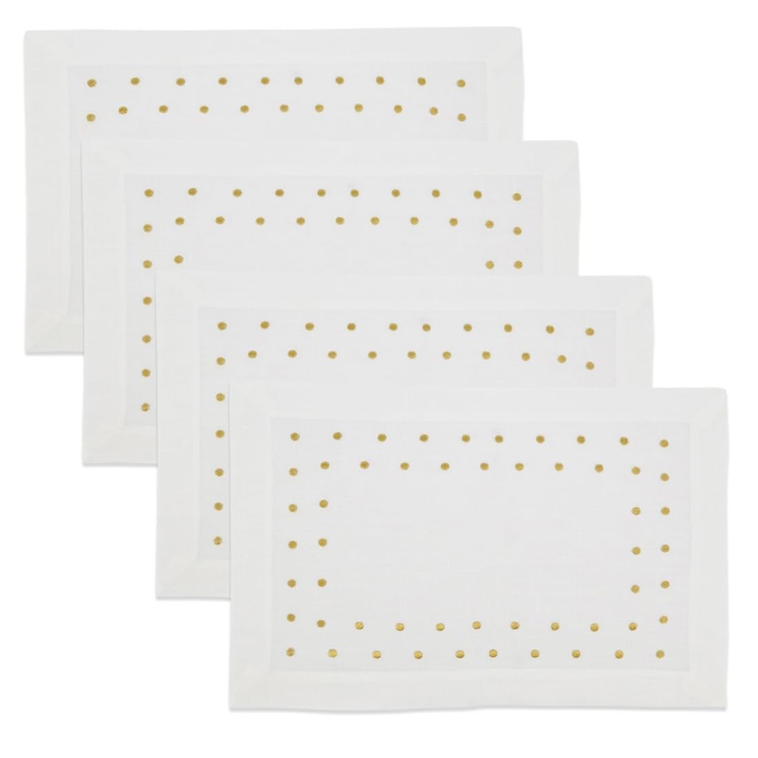 Fennco Styles Classic Embroidered Polka Dot Table Runner 16" W x 72" L - Gold Table Cover for Home Décor, Everyday Use, Christmas, Banquets and Special Events