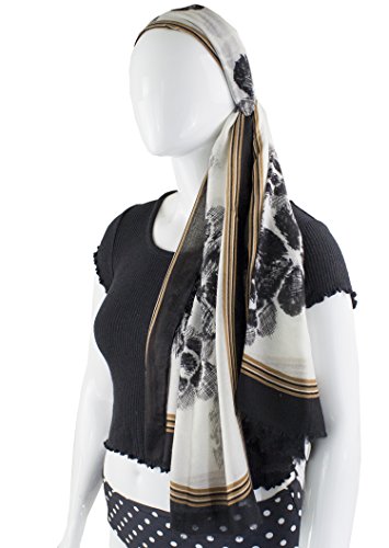 stylesilove Women Vintage Flower Frayed Edges Oversized Scarf Soft Shawl