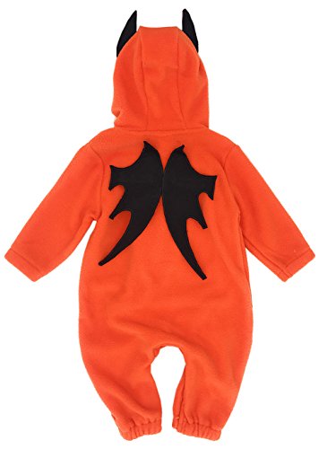 stylesilove Halloween Unisex Toddler Baby Boys Girls Orange Fleece Pumpkin Hooded Long Sleeve Romper