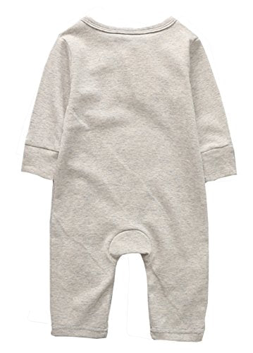 stylesilove Chic and Fun Animal Character Infant Baby Boy Long Sleeve Cotton Jumpsuit Outfit