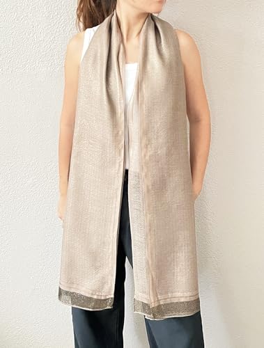 stylesilove Women Shimmering Striped Scarf Silk-like Scarves Ultra Lightweight Soft Shawl Neck Wraps