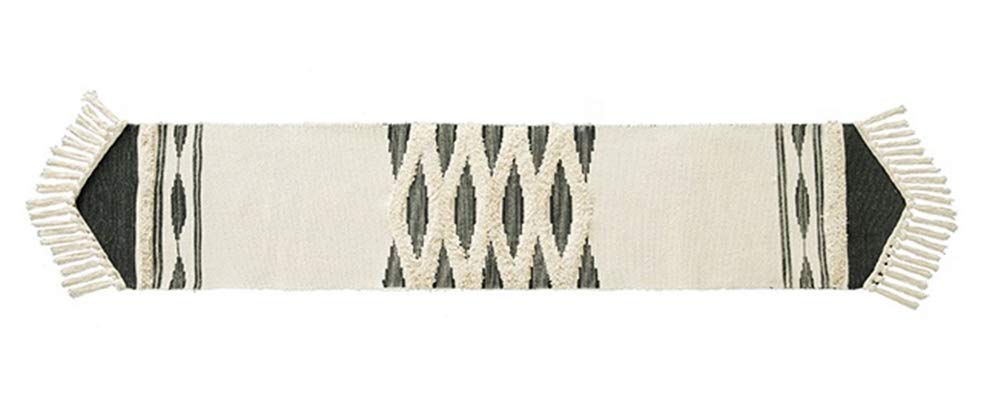Fennco Styles Geometric Design Canvas Cotton Table Runner with Tassels – 14”W x 71”L Table Cover for Home Décor, Dining Table, Banquets, Holidays and Special Occasions