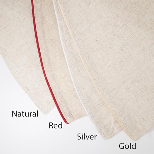 Fennco Styles Red Piping Design Decorative Christmas Tree Skirt 56 Inch Round - Linen Blend Holiday Tree Skirt for Home, Christmas Tree, Indoor Outdoor Decoration