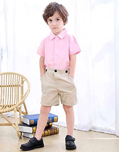 stylesilove Toddler Boys Short Sleeve Classic Cotton Button Down Shirt for Casual, Formal Event and Special Occasions