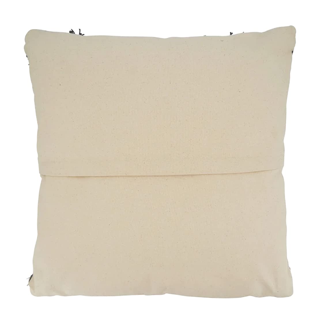 Fennco Styles Diamond Fringe Woven Cotton Decorative Throw Pillow 20" W x 20" L - Grey Textured Cushion for Home, Couch, Living Room, Bedroom, Office and Holiday Décor