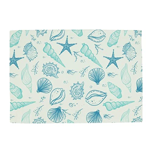 Fennco Styles Coastal Seashells Table Runner 16" W x 70" L - Blue Sealife Nautical Table Cover for Dining Room Decor, Everyday Use, Summer Gathering, Banquets, and Special Occasions