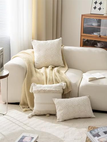 Fennco Styles Embroidered Lace Floral Decorative Throw Pillow Cover
