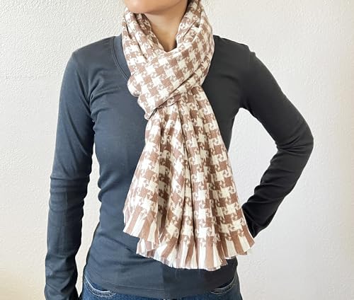 stylesilove Women Windmill Pattern Woven Cashmere Scarf with Fringe Warm and Ultra Soft Scarves Shawl Neck Wraps