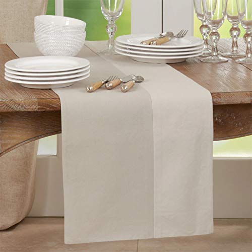 Fennco Styles Simple Two-Tone Cotton Table Runner 16" W x 72" L - Minimalist Table Cover for Home Décor, Everyday Use, Banquet, Family Gathering and Special Occasion