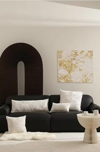 Fennco Styles Black Stripe Chenille Decorative Filled Throw Pillow - White Woven Soft Cushion for Home, Couch, Bedroom, Living Room and Office Décor