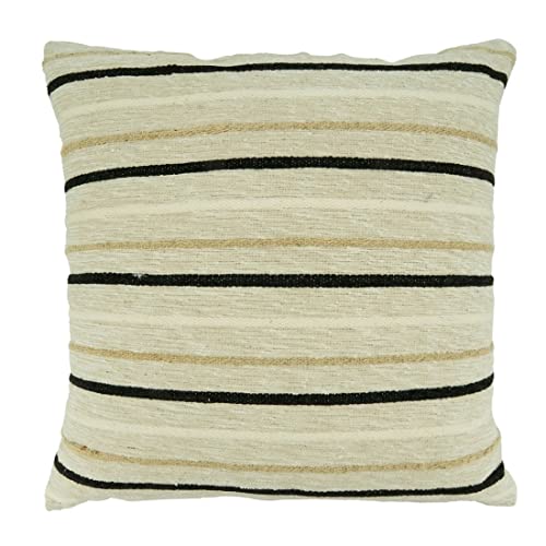 Fennco Styles Modern Striped Cotton Decorative Throw Pillow 20" W x 20" L - Black & White Textured Cushion for Home, Couch, Bedroom, Living Room and Office Décor