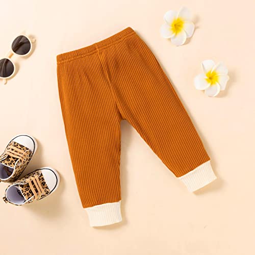stylesilove Baby Boys Girls Solid Long Sleeve Henley Top & Pants 2pcs Set Unisex Toddler Ribbed Cotton Outfit