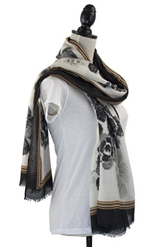 stylesilove Women Vintage Flower Frayed Edges Oversized Scarf Soft Shawl