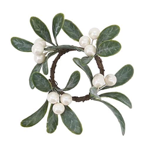 Fennco Styles Handmade Christmas Decorative Napkin Rings, Set of 4 - Green Napkin Holders for Home, Dining Room, Banquet, Family Gathering, Holiday Decor and Special Occasion