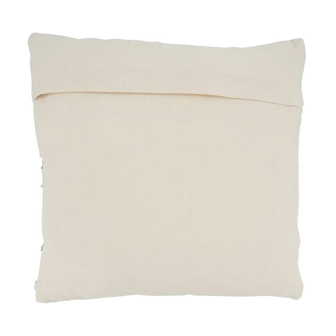 Fennco Styles Multi Texture Chindi Cotton Jute Decorative Throw Pillow 18" W x 18" L - Natural Square Cushion for Home, Couch, Living Room, Bedroom, Office and Holiday Décor