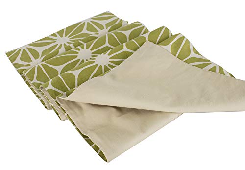Fennco Styles Poinsettia Print 13 x 59 Inch Cotton Table Runner - Green Table Runner for Holiday Decor, Banquest, Special Events, Family Gathering and Everyday Use