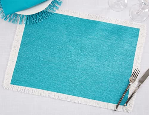 Fennco Styles Fringe Border Design Cotton Table Runner 16" W x 72" L - Table Cover for Christmas, Holiday, Dining Table, Everyday Use, Banquets and Special Occasion