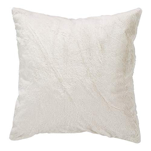 Fennco Styles Brushed Metallic Foil Collection Glamorous Faux Fur 15 x 15 Inch Throw Pillow with Case & Insert – Silver Throw Pillow for Couch, Bedroom and Living Room Décor