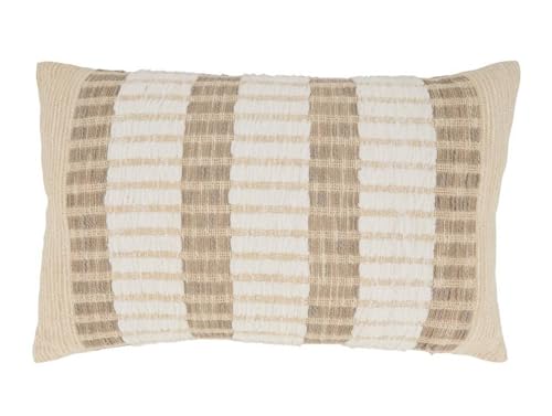 Fennco Styles Natural Striped Design Decorative Throw Pillow Cover 20" W x 20" L - 100% Woven Modern Cushion Case for Home, Couch, Bedroom, Living Room and Office Décor