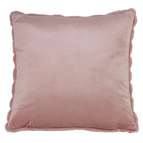 Fennco Styles Cozy Chevron Faux Fur Decorative Throw Pillow Cover & Insert 18 x 18 Inch - Rose Throw Pillow for Home, Couch, Living Room and Bedroom Décor