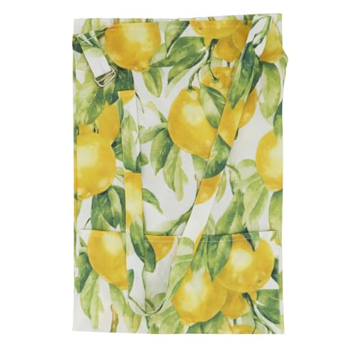 Fennco Styles Printed Lemon Kitchen Home Apron 24" W X 36" L - Multicolored Full Size Cooking Apron for Everyday Use, BBQ Parties, Holidays and Family Gatherings