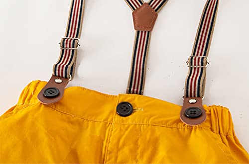 stylesilove Toddler Boys Classic Button Down Shirt and Shorts, Suspenders, Bowtie 4pcs Gentleman Suit Cotton Overalls Outfit