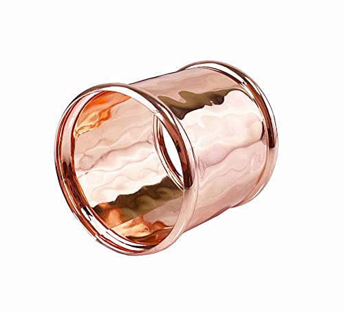 Fennco Styles Metallic Hammered Design Metal Napkin Rings, Set of 4 - Copper Napkin Holders for Home, Dining Room, Banquet, Family Gathering, Holiday and Special Occasion