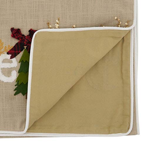 Fennco Styles Believe Christmas Cotton Table Runner 16" W x 72" L - Natural Festive Table Cover for Home Décor, Dining Table, Banquet, Holiday, Christmas and Special Occasion