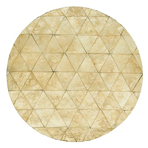 Fennco Styles Circles Capiz Design Placemat 15" Round, 1-Piece – Gold Elegant Table Mat for Home, Dining Room Décor, Banquets, Indoor & Outdoor and Special Events