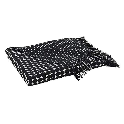 Fennco Styles Sevan Collection Contemporary Stitch Fringed 100% Cotton 50 x 60 Inch Throw – Variety Design Throw Blanket for Couch, Bedroom and Living Room Décor