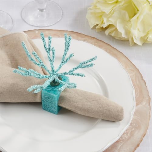 Fennco Styles Coral Beaded Resin Napkin Rings, Set of 4