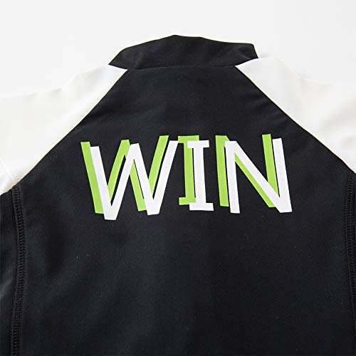 Styles I Love Kid Boys Black Long Sleeve One-Piece Zipper Rash Guard Swimsuit with Swim Hat 2pcs Beach Swimwear
