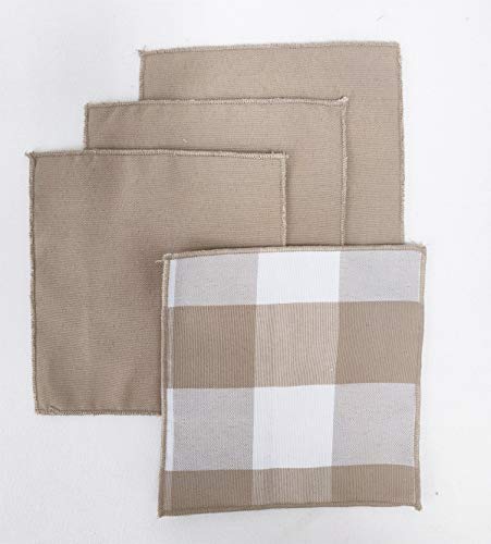 Fennco Styles Buffalo Check Double Layers Reversible Coasters 6"W x 6"L, Set of 4 - Handmade in USA - Plaid Cocktail Napkins for Everyday Use and Special Occasion
