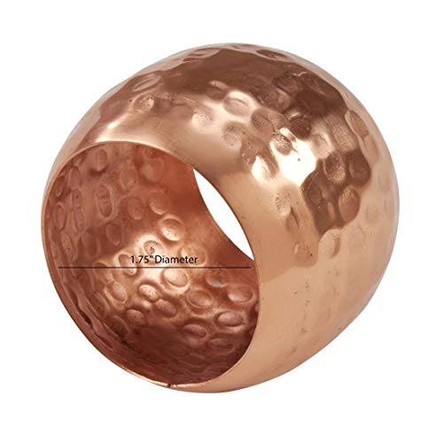 Fennco Styles Moscow Mule Hammered Design Metal Napkin Rings, Set of 4 - Copper Napkin Holders for Home, Dining Room, Banquet, Family Gathering, Holiday and Special Occasion