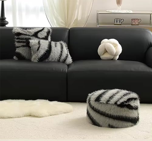 Fennco Styles Zebra Faux Fur Animal Design Decorative Throw Pillow Cover 18" W x 18" L – Black Stripe Plush Cushion Case for Couch, Bedroom, Living Room and Office Décor