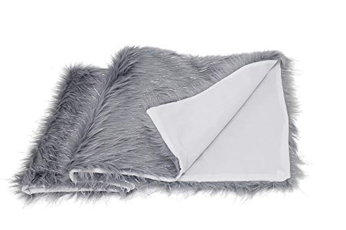 Fennco Styles Holiday Christmas Decorative Exquisite Faux Fur with Silver Metallic Thread Table Runner