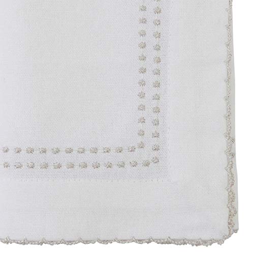 Fennco Styles Embroidered Metallic Border Cotton Cloth Napkins 18" W x 18" L, Set of 4