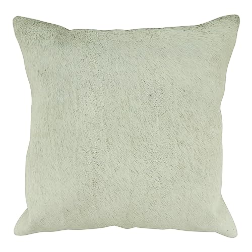 Fennco Styles Modern Cowhide Deisgn Throw Pillow 18" W x 18" L – Grey Fur Leather Cushion for Couch, Bedroom, Living Room and Office Décor