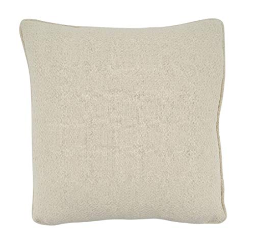 Fennco Styles Delicate Flower Applique Cotton Decorative Throw Pillow Cover 18 x 18 Inch - Ivory Accent Cushion Case for Home, Couch, Living Room and Everyday Décor