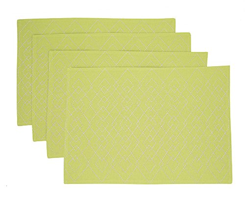 Fennco Styles Maxson Soild Shimmering Border Design Cotton Cloth Napkin and Placemat