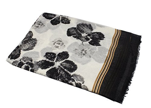 stylesilove Women Vintage Flower Frayed Edges Oversized Scarf Soft Shawl