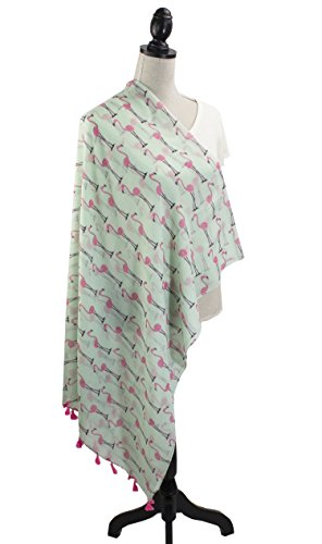 stylesilove Lightweight Womens Flamingo Tassels Soft Cotton Scarf Shawl